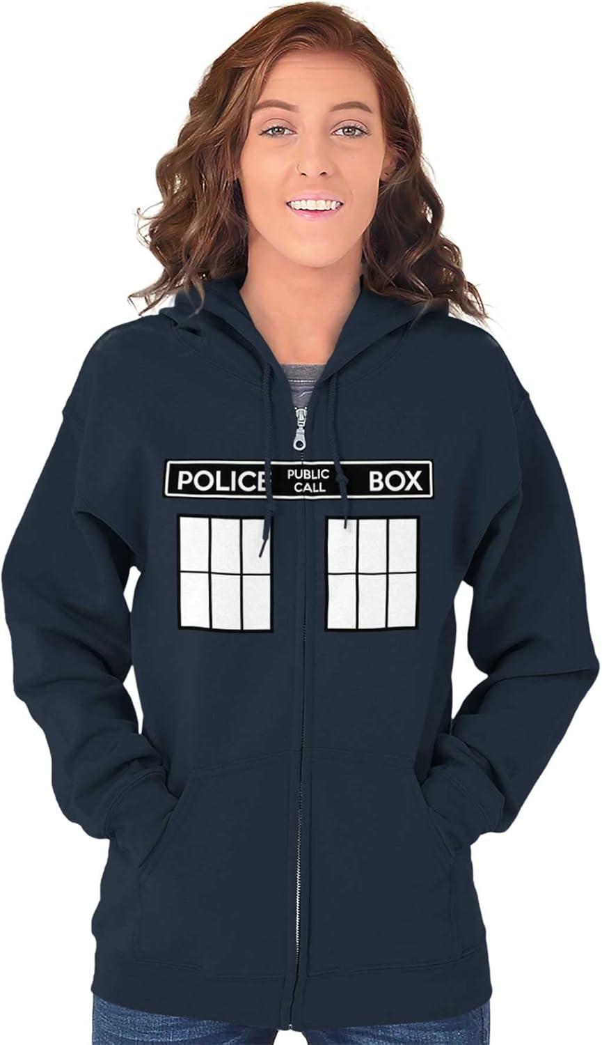 imageBrisco Brands Police Box Doc Cyber Men Time Travel Zip Up Hoodie Mens Womens