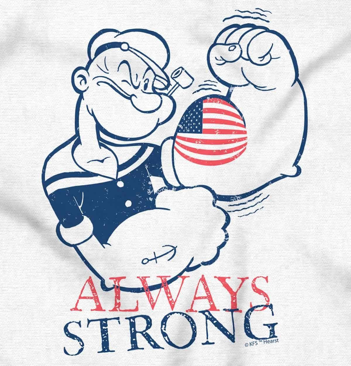 imageBrisco Brands Popeye Patriotic American Flag Strong Graphic T Shirt Men or WomenWhite
