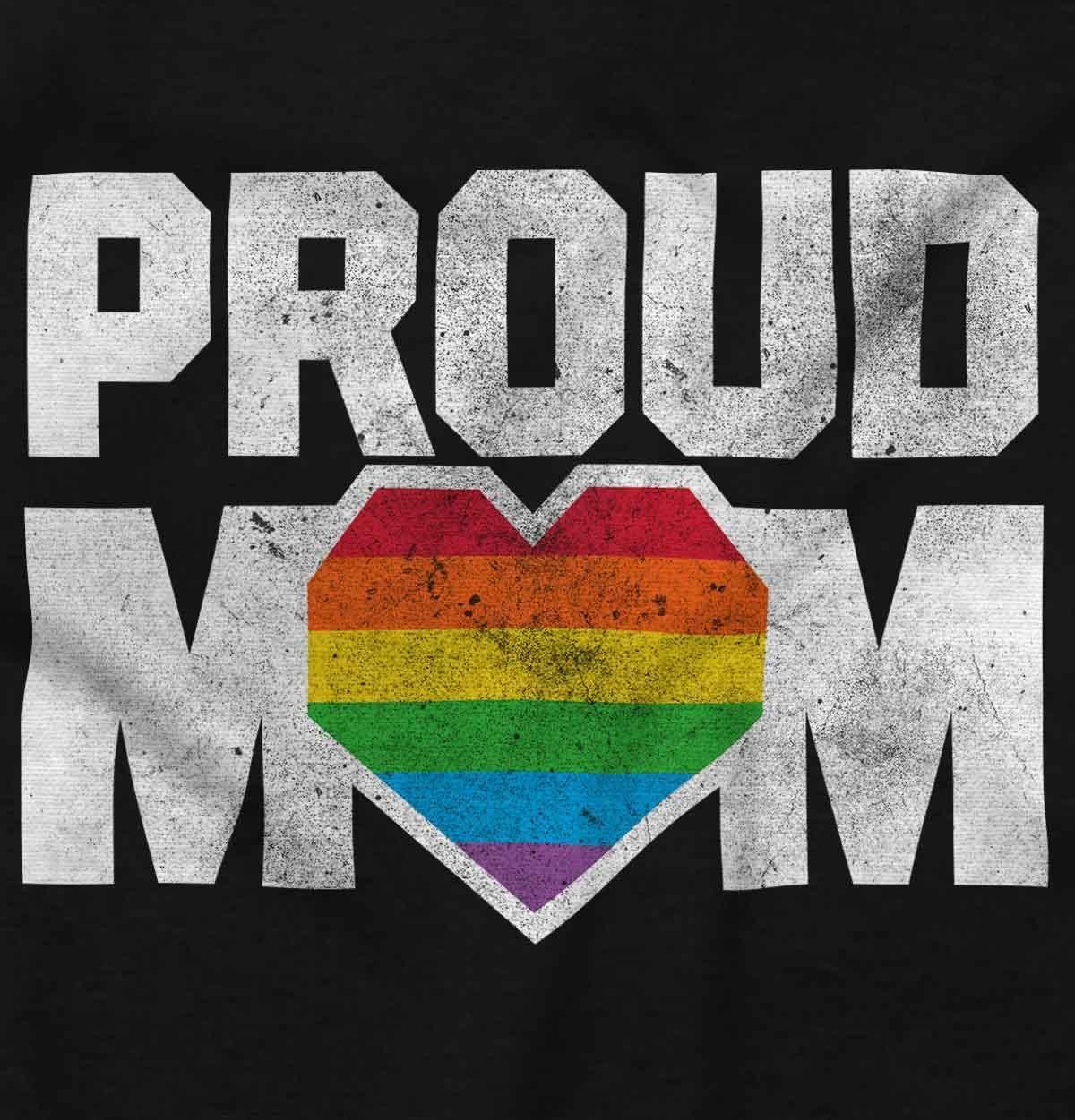 imageBrisco Brands Proud Mom Mother Gay Pride LGBTQ Ally Hoodie Sweatshirt WomenBlack