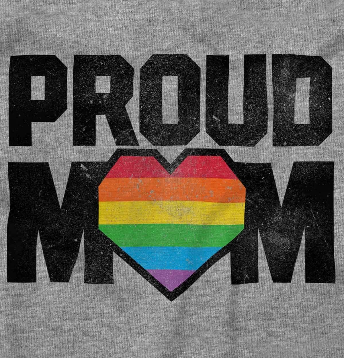 imageBrisco Brands Proud Mom Mother Gay Pride LGBTQ Ally Hoodie Sweatshirt WomenSport Grey
