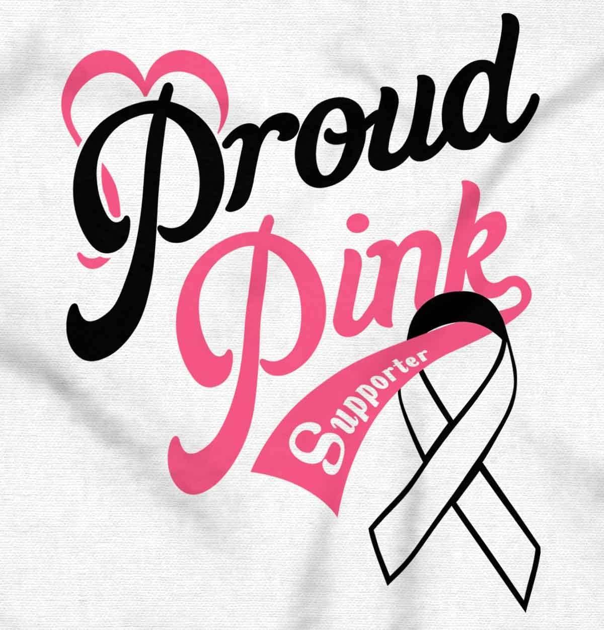 imageBrisco Brands Proud Pink Breast Cancer Supporter Womens Slim Fit Graphic TeeWhite