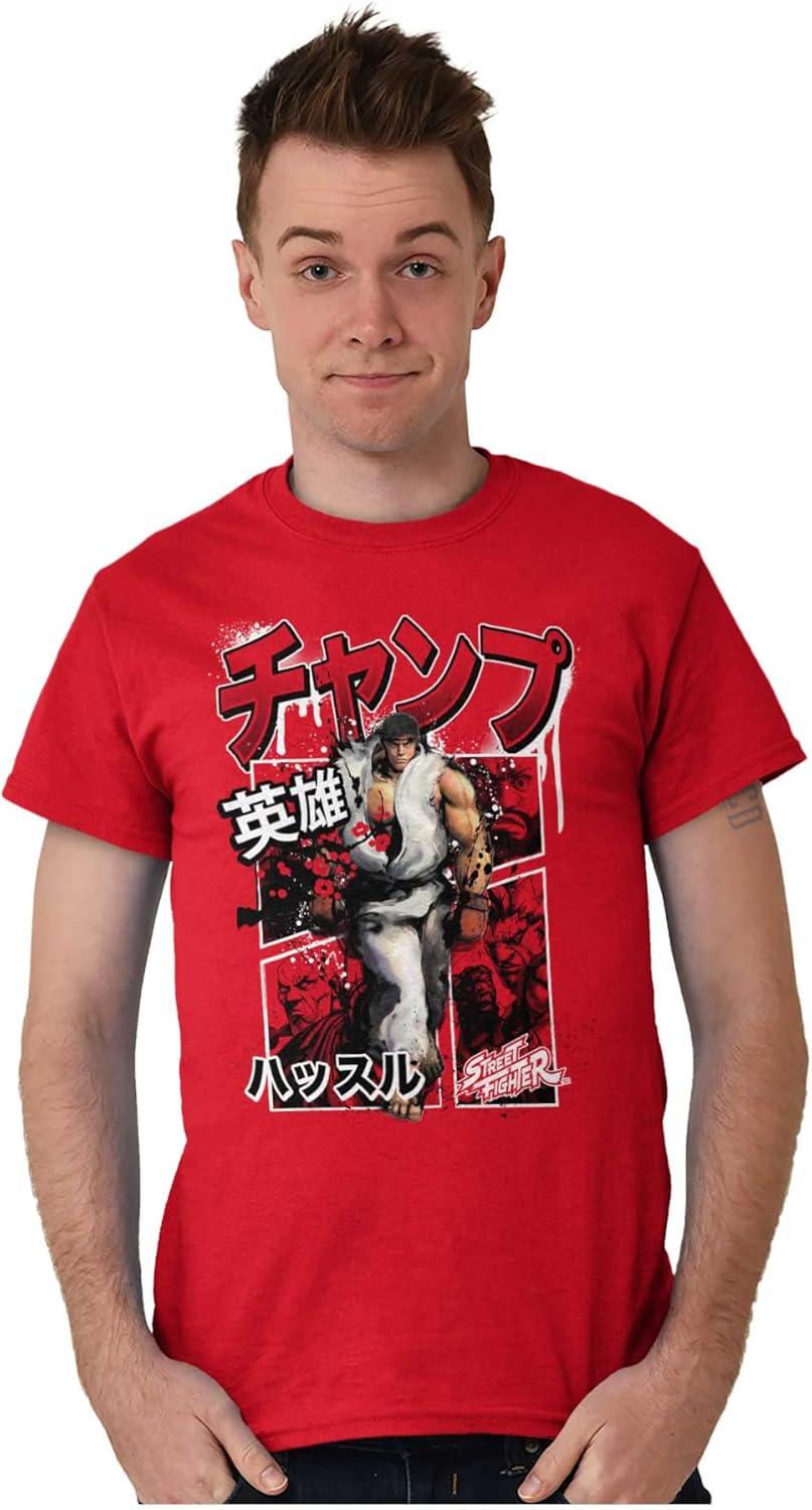 imageBrisco Brands Retro Kanji Street Fighter Ryu Mens Graphic T Shirt TeesRed