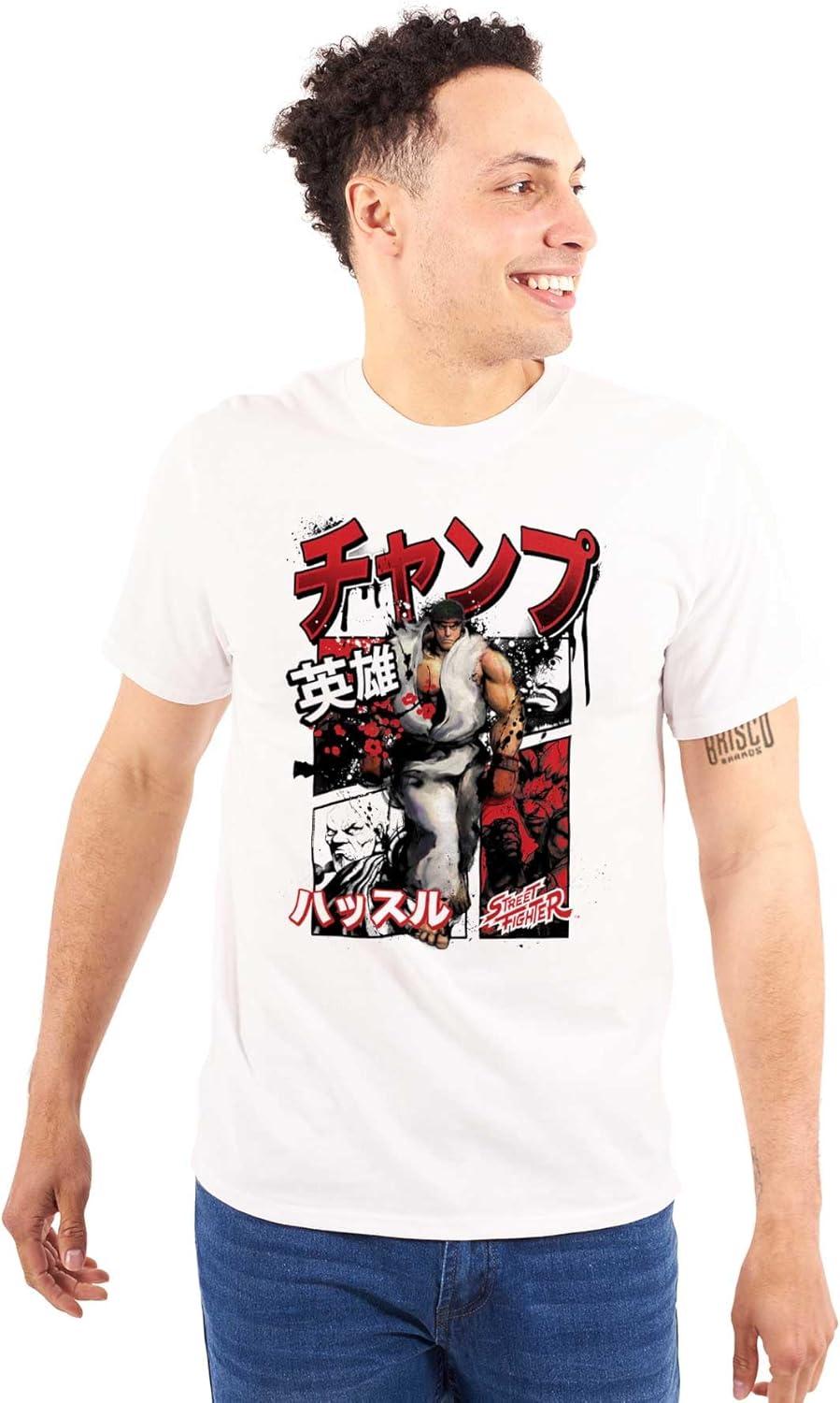 imageBrisco Brands Retro Kanji Street Fighter Ryu Mens Graphic T Shirt TeesWhite