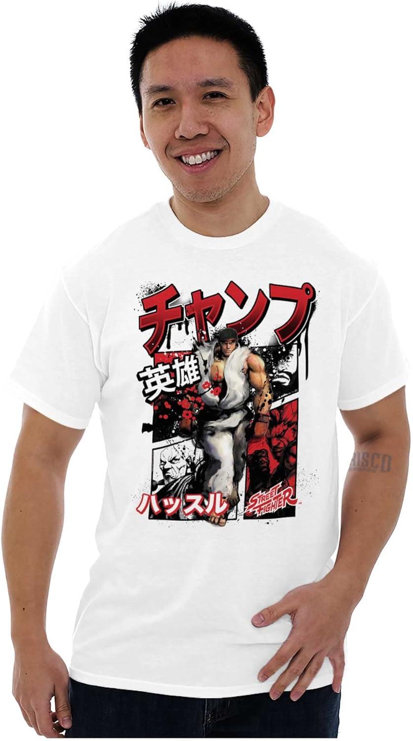 imageBrisco Brands Retro Kanji Street Fighter Ryu Mens Graphic T Shirt TeesWhite
