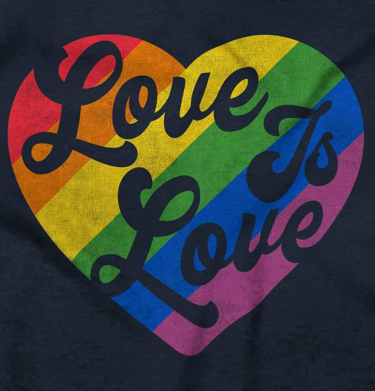 imageBrisco Brands Retro Love Is Love Gay Pride Rainbow Hoodie Sweatshirt WomenNavy