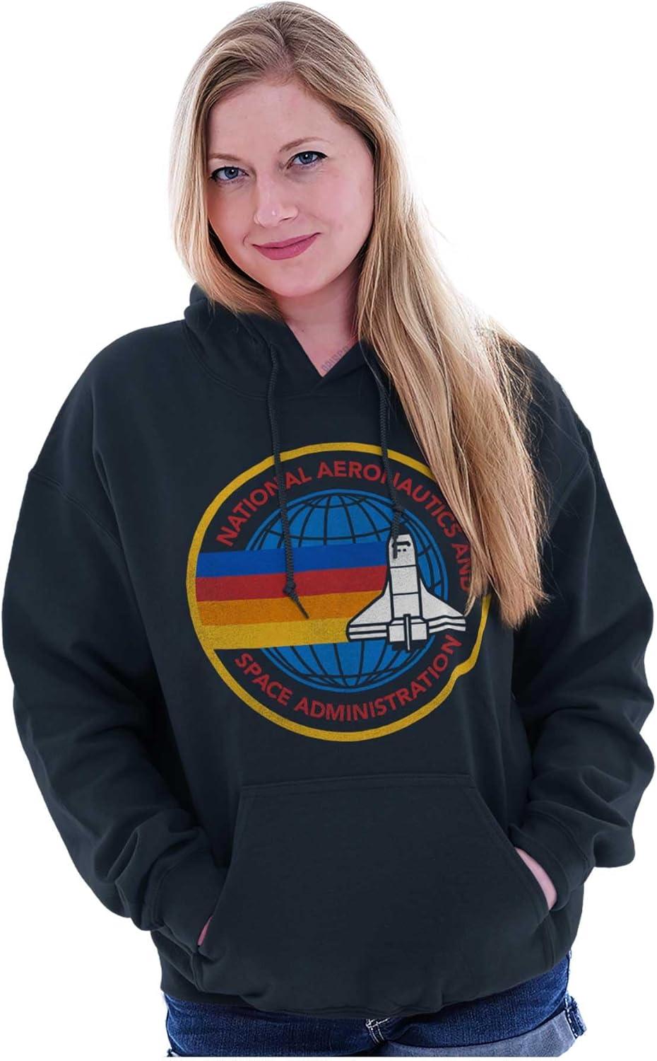 imageBrisco Brands Retro NASA Space Shuttle Rainbow Hoodie Sweatshirt Women MenNavy
