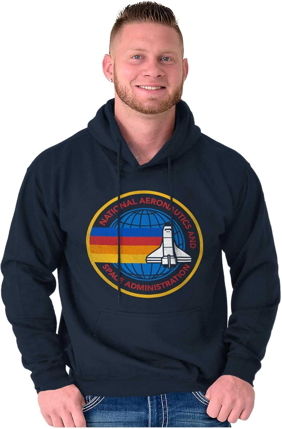 imageBrisco Brands Retro NASA Space Shuttle Rainbow Hoodie Sweatshirt Women MenNavy
