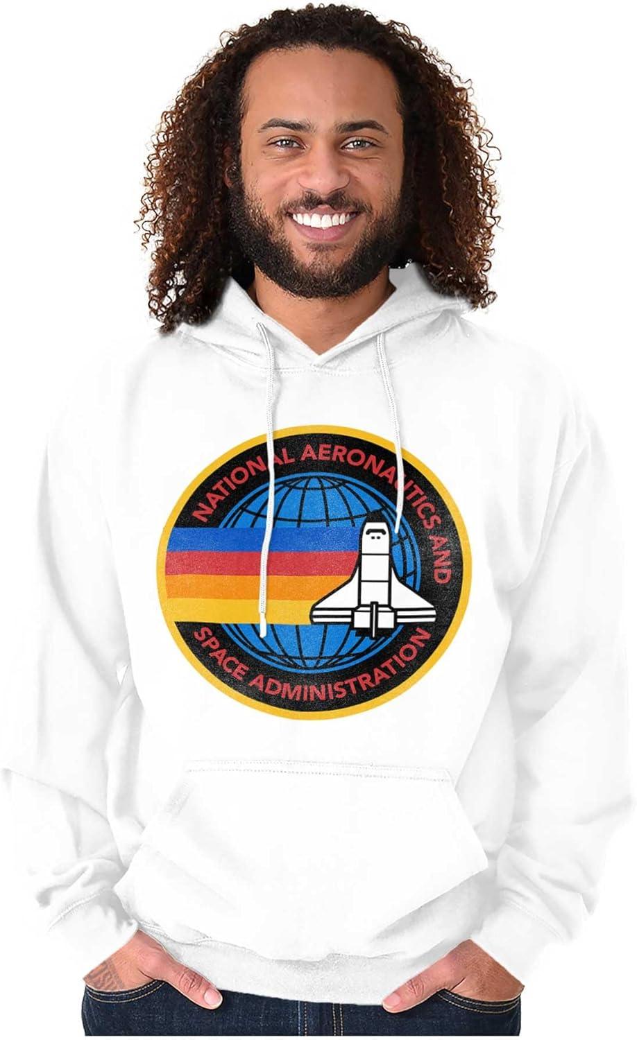 imageBrisco Brands Retro NASA Space Shuttle Rainbow Hoodie Sweatshirt Women MenWhite
