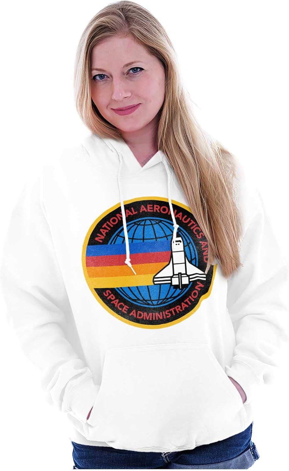 imageBrisco Brands Retro NASA Space Shuttle Rainbow Hoodie Sweatshirt Women MenWhite