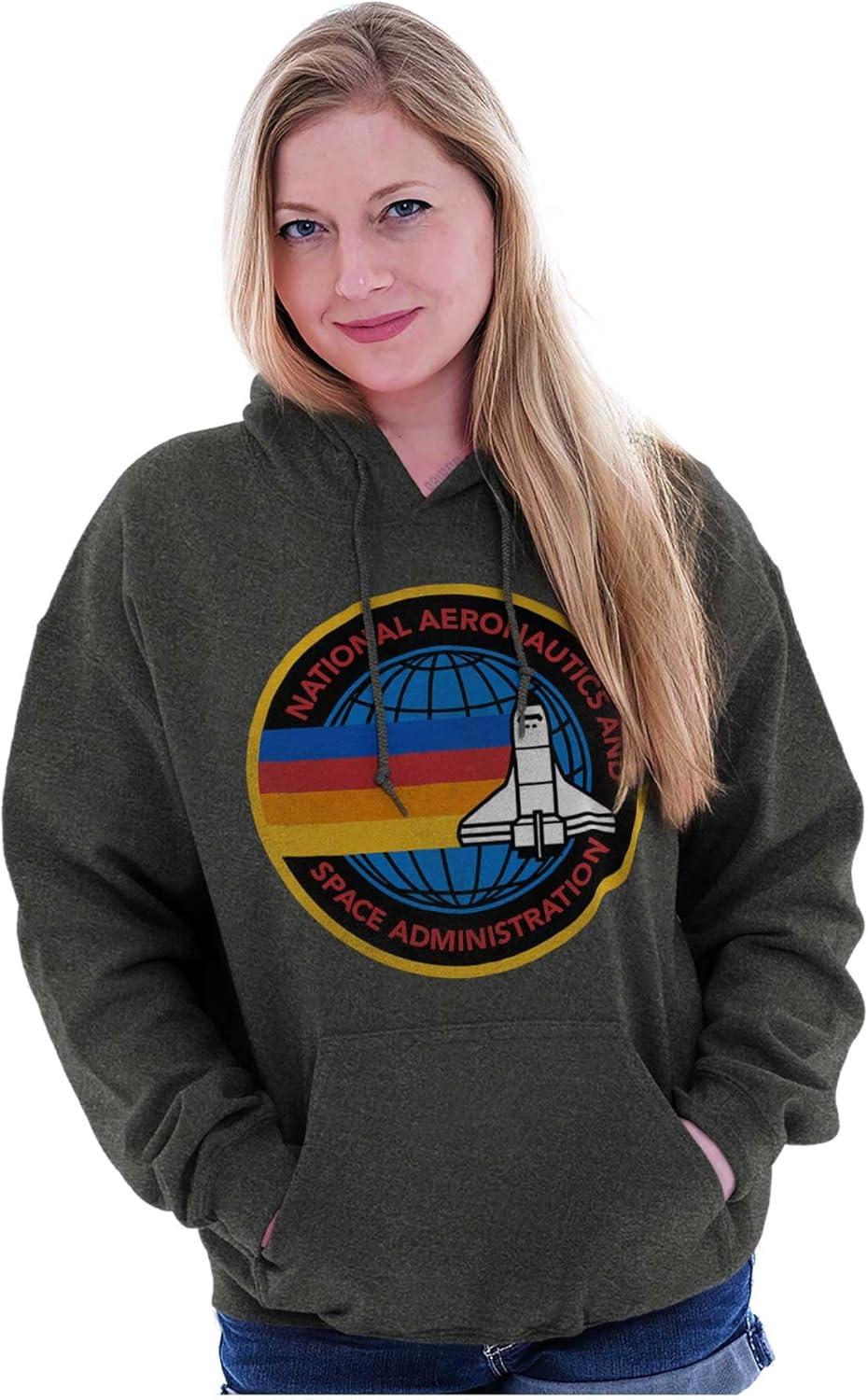 imageBrisco Brands Retro NASA Space Shuttle Rainbow Hoodie Sweatshirt Women MenWhite