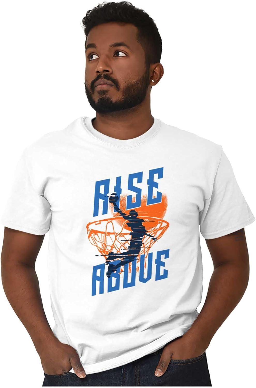 imageBrisco Brands Rise Above Basketball Slam Dunk Mens Graphic T Shirt TeesWhite