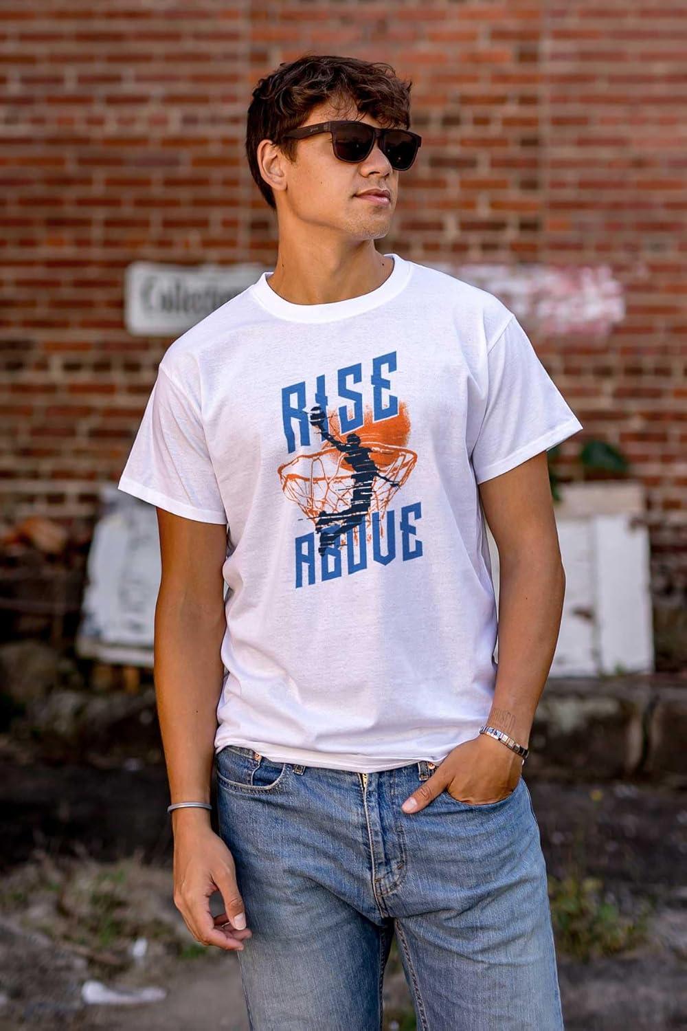 imageBrisco Brands Rise Above Basketball Slam Dunk Mens Graphic T Shirt TeesWhite