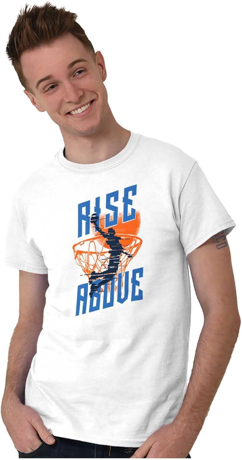 imageBrisco Brands Rise Above Basketball Slam Dunk Mens Graphic T Shirt TeesWhite