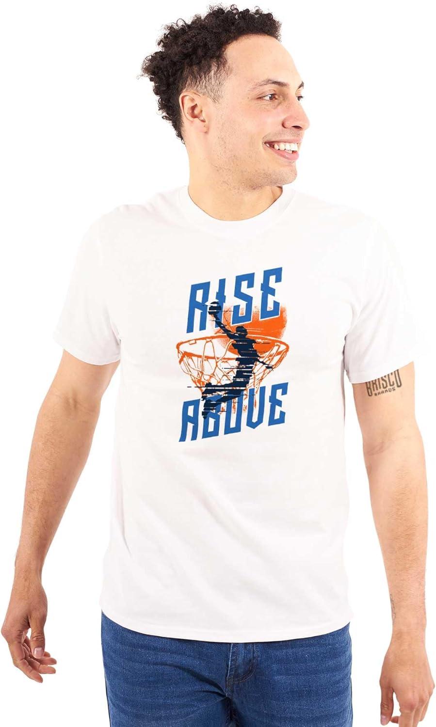 imageBrisco Brands Rise Above Basketball Slam Dunk Mens Graphic T Shirt TeesWhite