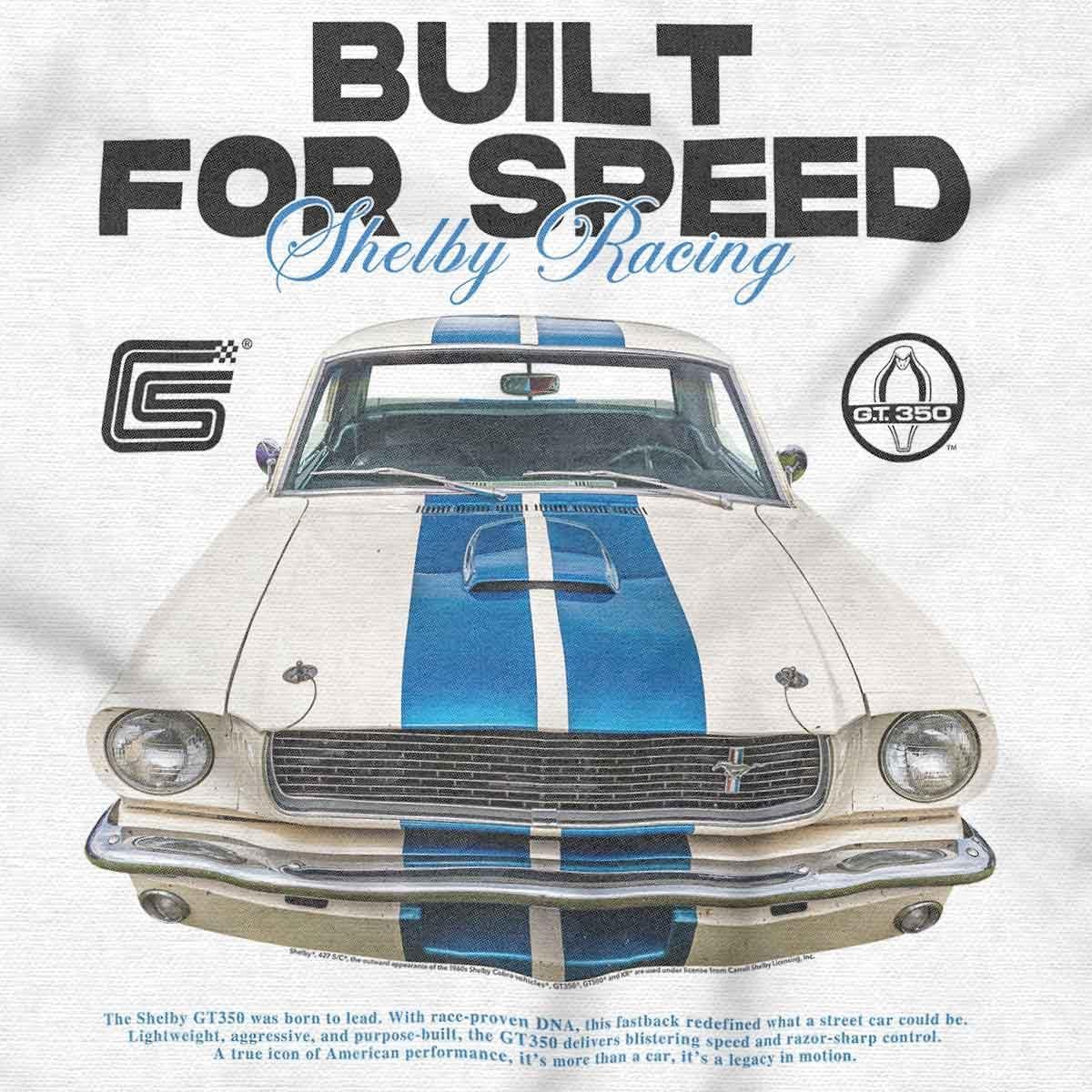 imageBrisco Brands Shelby Racecar Built for Speed Graphic T Shirt Men or WomenWhite