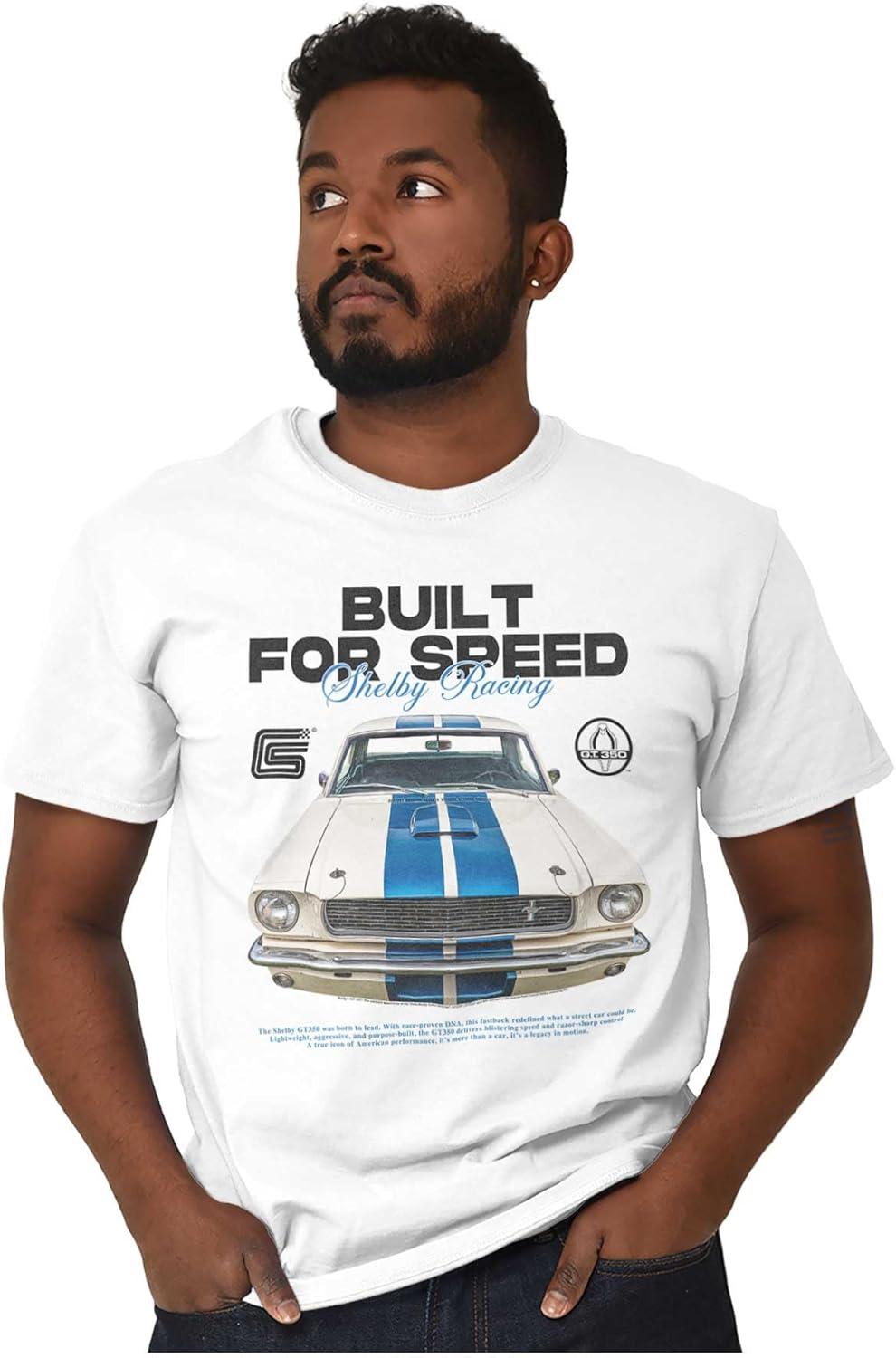 imageBrisco Brands Shelby Racecar Built for Speed Graphic T Shirt Men or WomenWhite