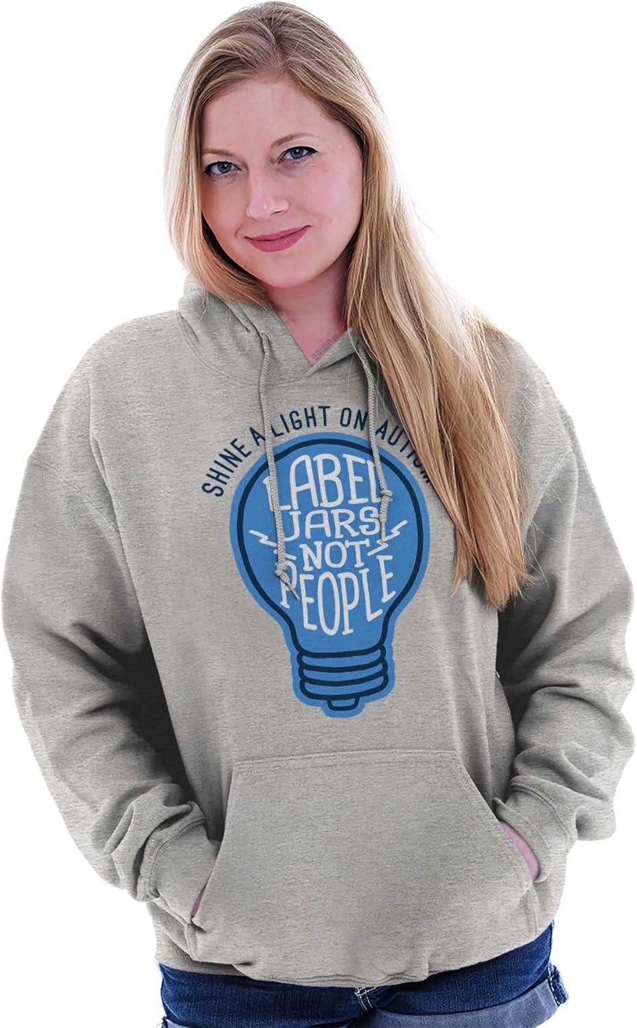 imageBrisco Brands Shine a Light on Autism Bulb Symbol Hoodie Sweatshirt Women MenSport Grey