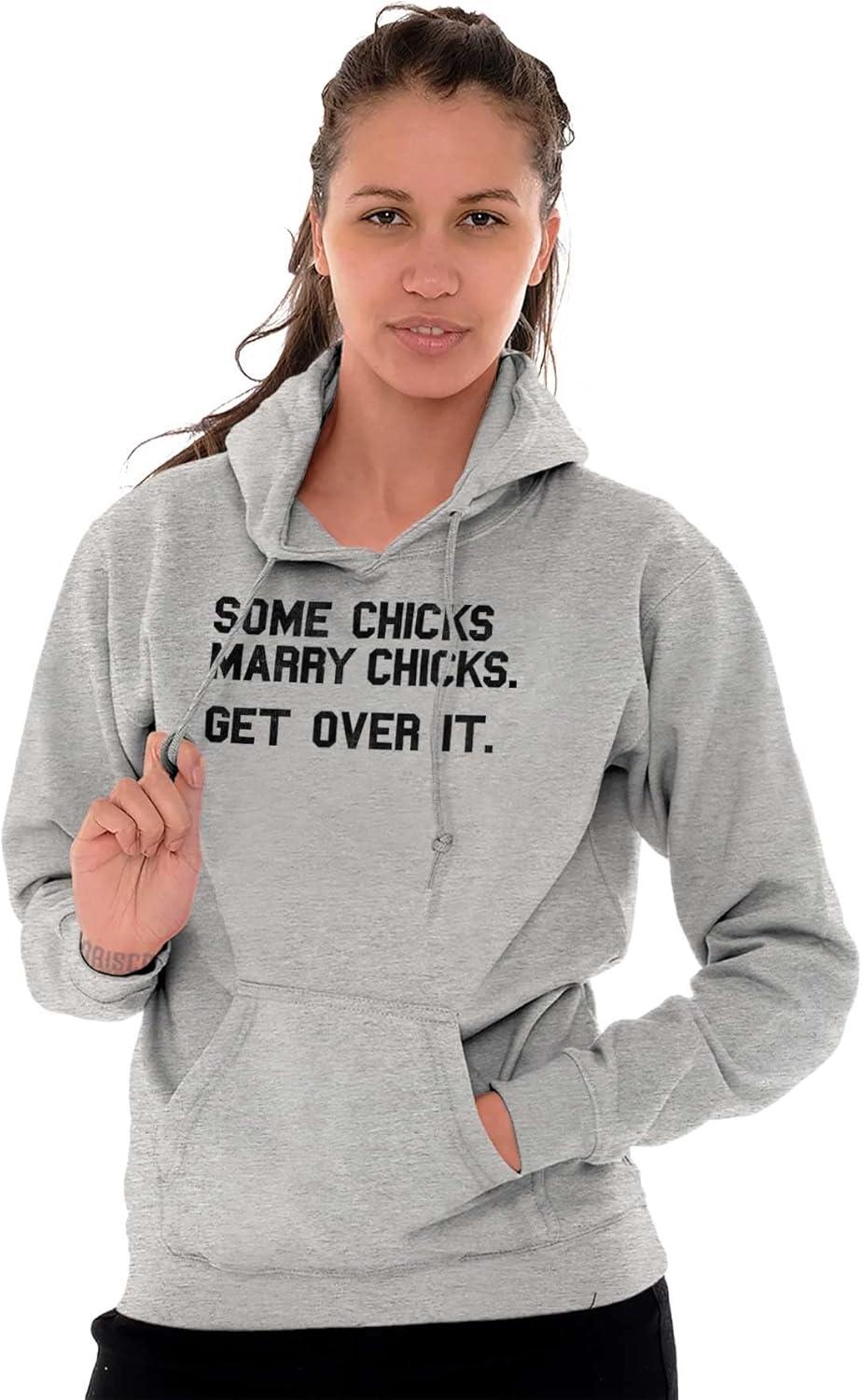 imageBrisco Brands Some Chicks Marry LGBTQ Lesbian Pride Hoodie Sweatshirt WomenSport Grey