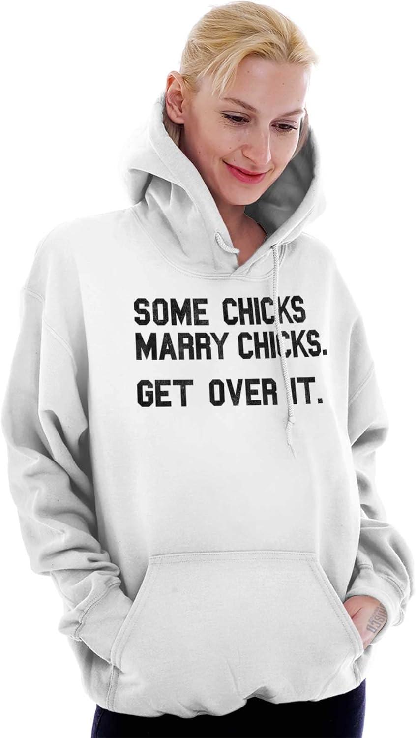 imageBrisco Brands Some Chicks Marry LGBTQ Lesbian Pride Hoodie Sweatshirt WomenWhite