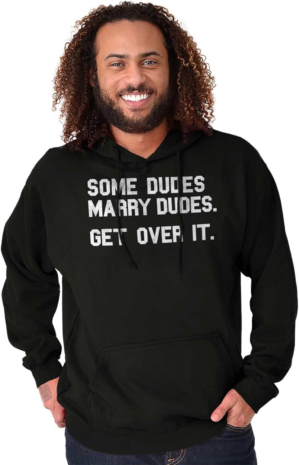imageBrisco Brands Some Dudes Get Married LGBTQ Pride Hoodie Hooded Sweatshirt MenBlack