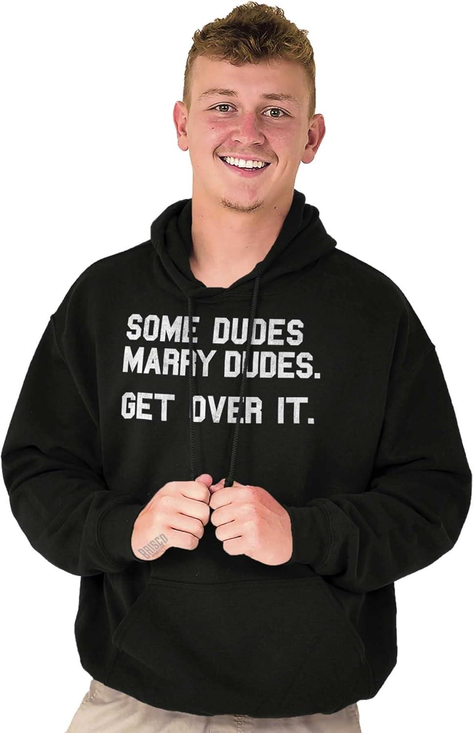 imageBrisco Brands Some Dudes Get Married LGBTQ Pride Hoodie Hooded Sweatshirt MenBlack