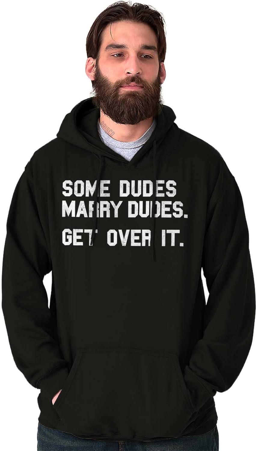 imageBrisco Brands Some Dudes Get Married LGBTQ Pride Hoodie Hooded Sweatshirt MenBlack