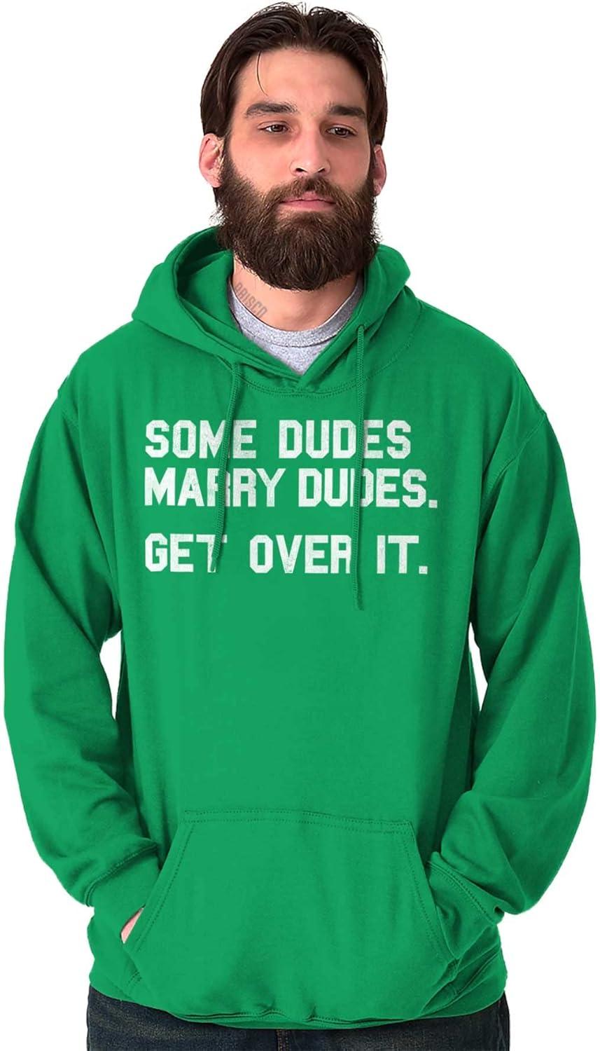 imageBrisco Brands Some Dudes Get Married LGBTQ Pride Hoodie Hooded Sweatshirt MenIrish Green