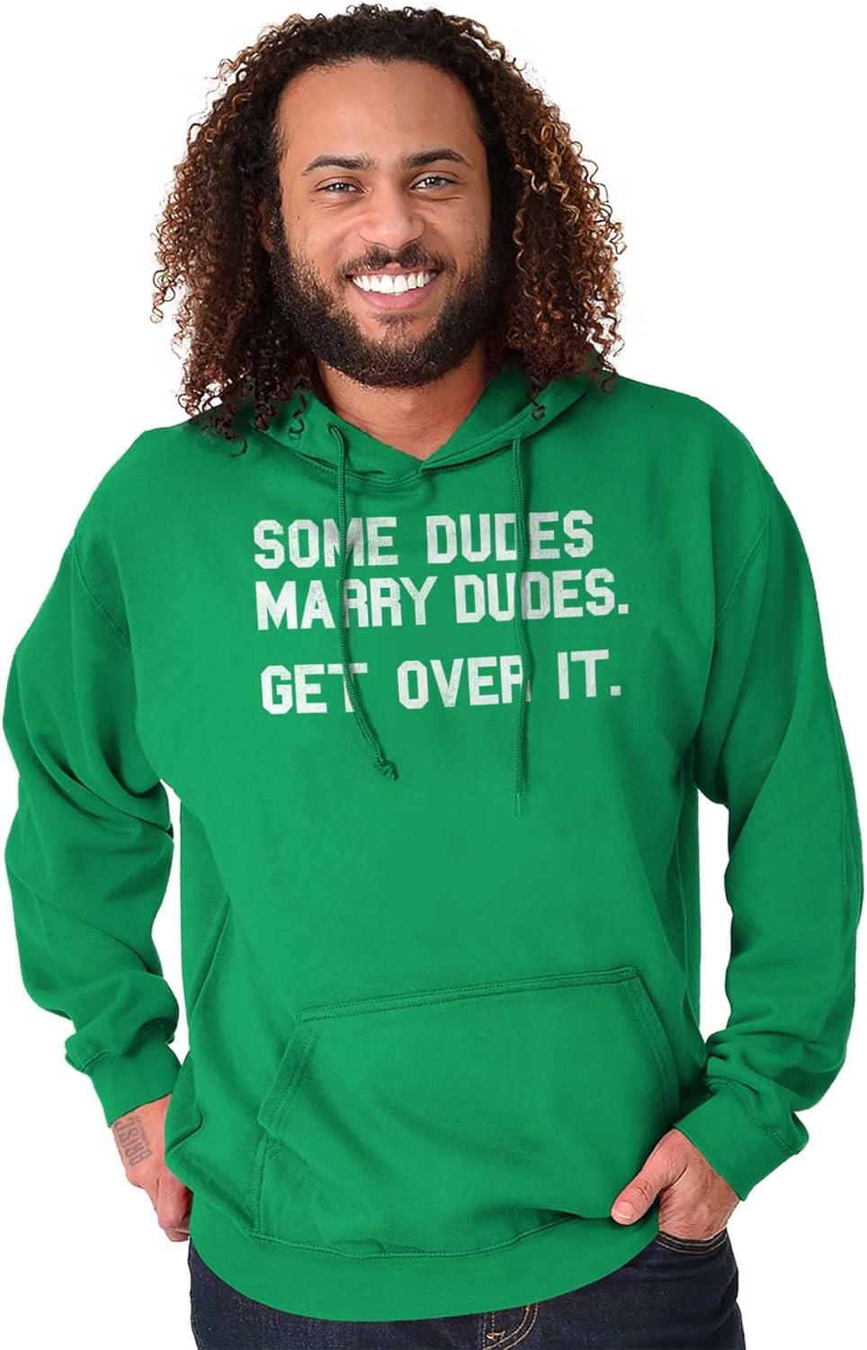 imageBrisco Brands Some Dudes Get Married LGBTQ Pride Hoodie Hooded Sweatshirt MenIrish Green