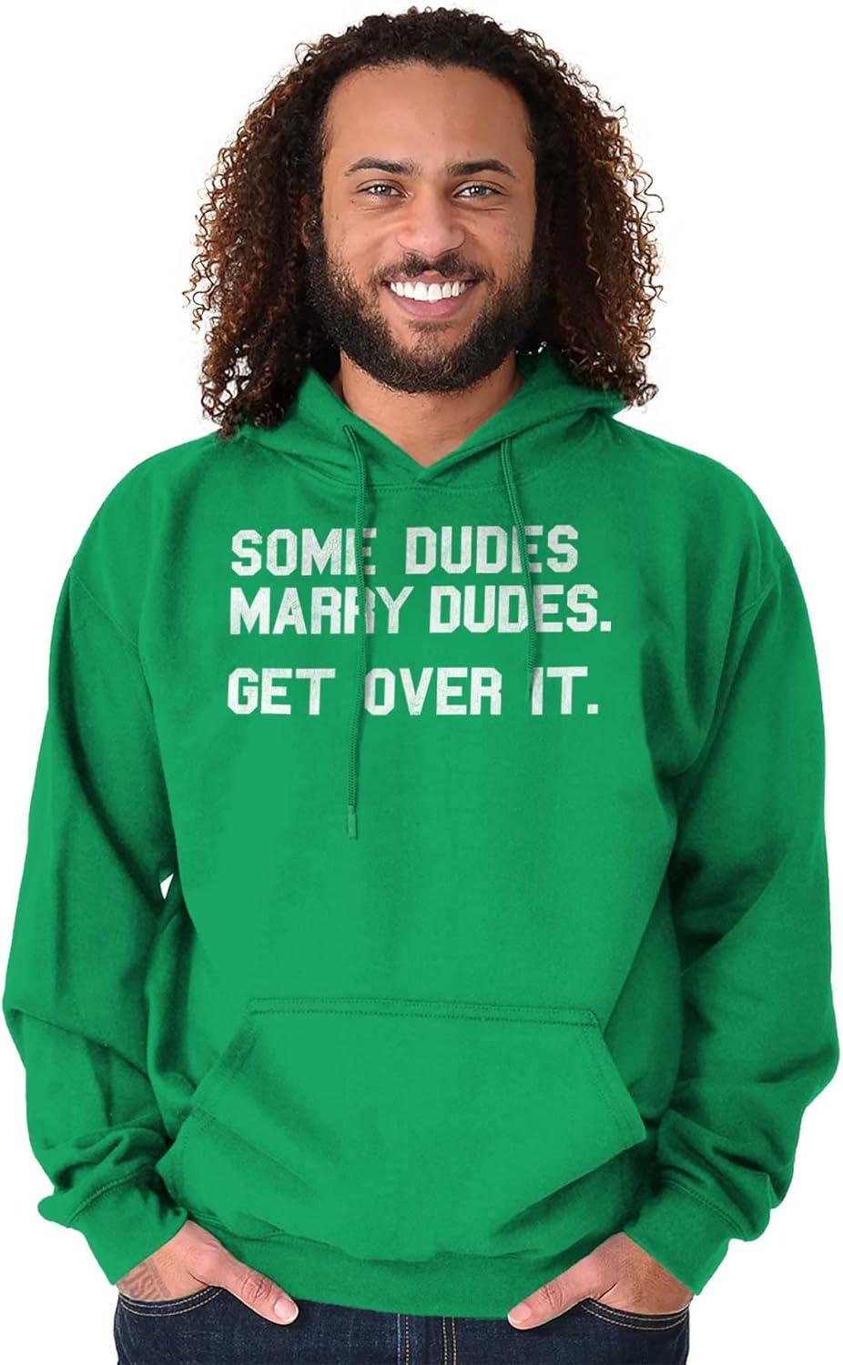imageBrisco Brands Some Dudes Get Married LGBTQ Pride Hoodie Hooded Sweatshirt MenIrish Green