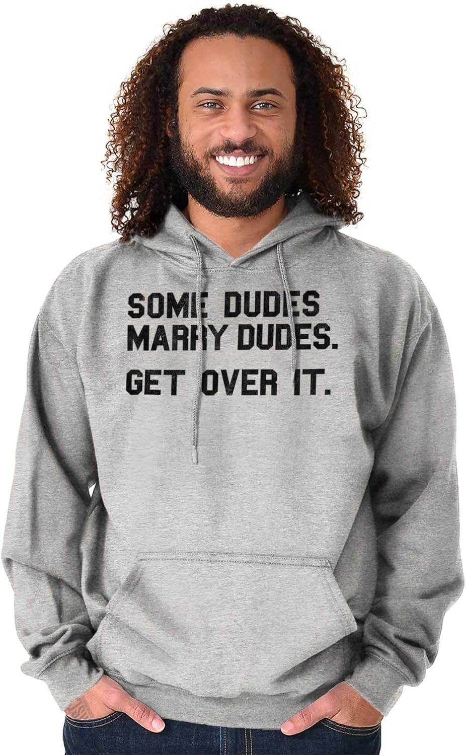 imageBrisco Brands Some Dudes Get Married LGBTQ Pride Hoodie Hooded Sweatshirt MenSport Grey