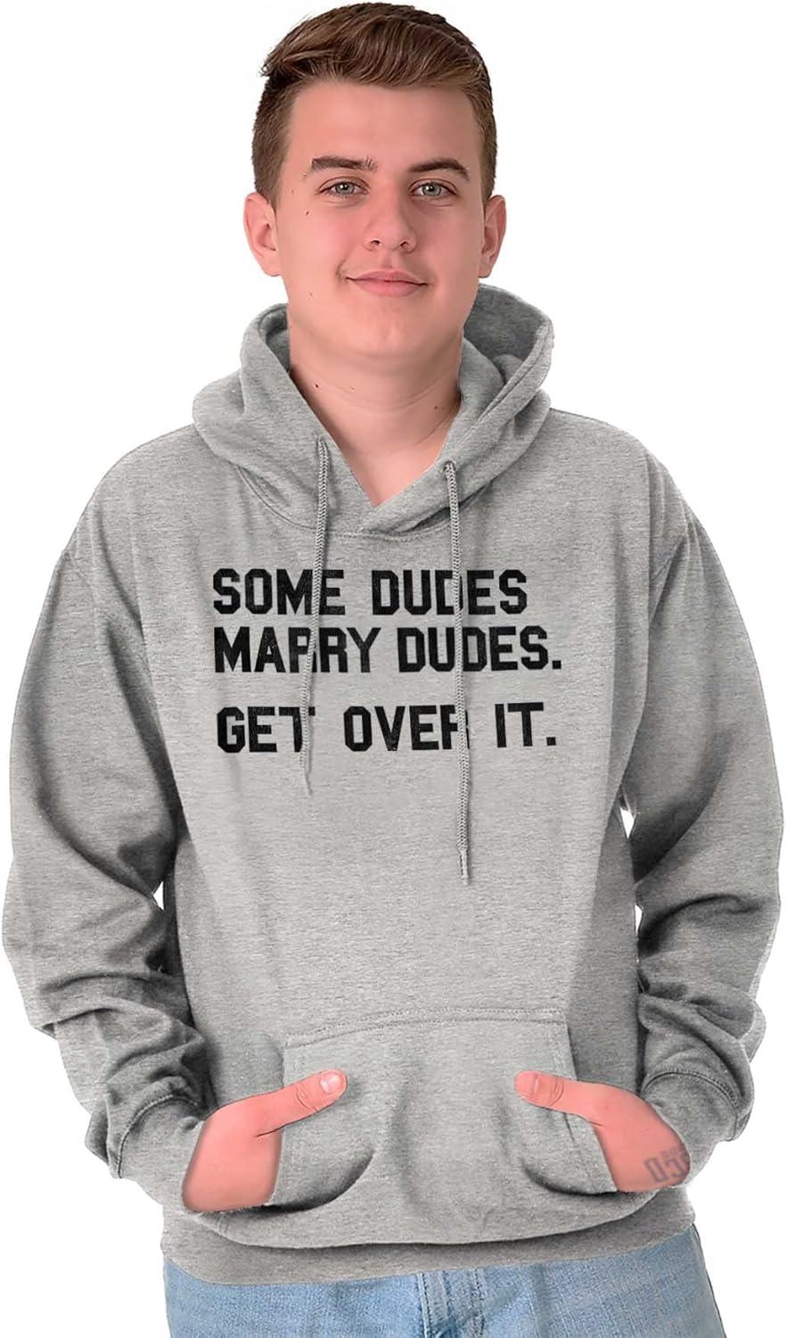 imageBrisco Brands Some Dudes Get Married LGBTQ Pride Hoodie Hooded Sweatshirt MenSport Grey