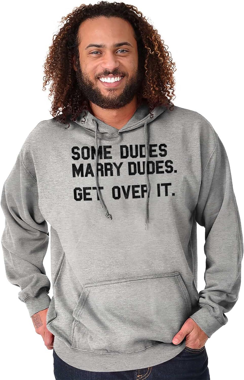 imageBrisco Brands Some Dudes Get Married LGBTQ Pride Hoodie Hooded Sweatshirt MenSport Grey