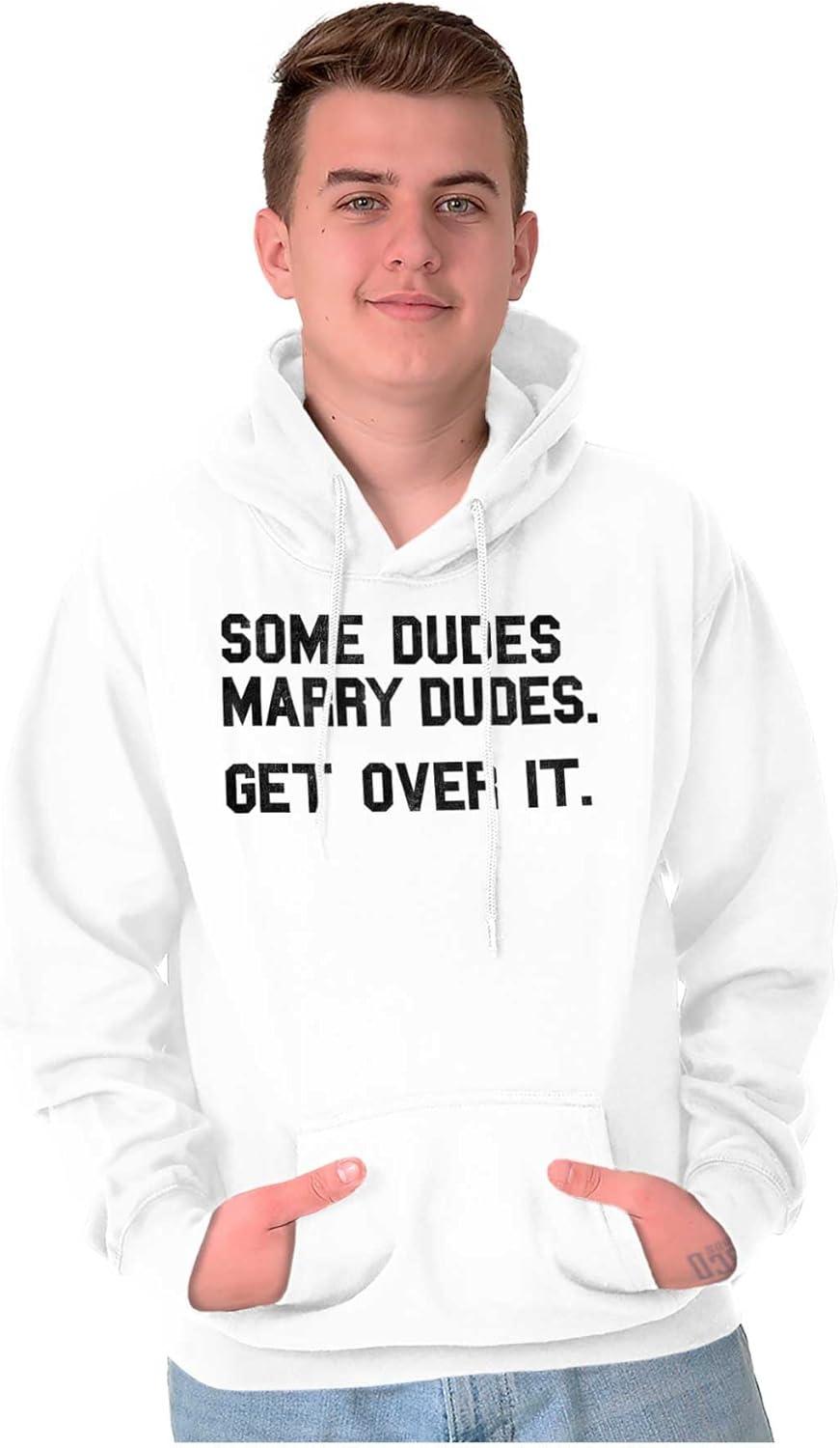 imageBrisco Brands Some Dudes Get Married LGBTQ Pride Hoodie Hooded Sweatshirt MenWhite