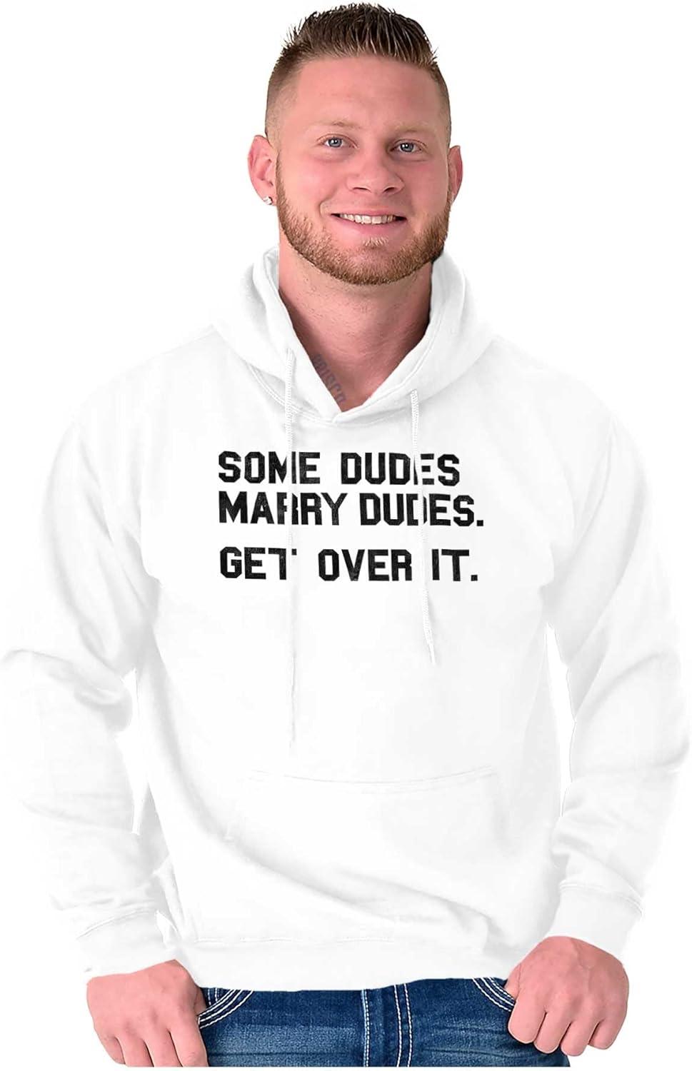 imageBrisco Brands Some Dudes Get Married LGBTQ Pride Hoodie Hooded Sweatshirt MenWhite