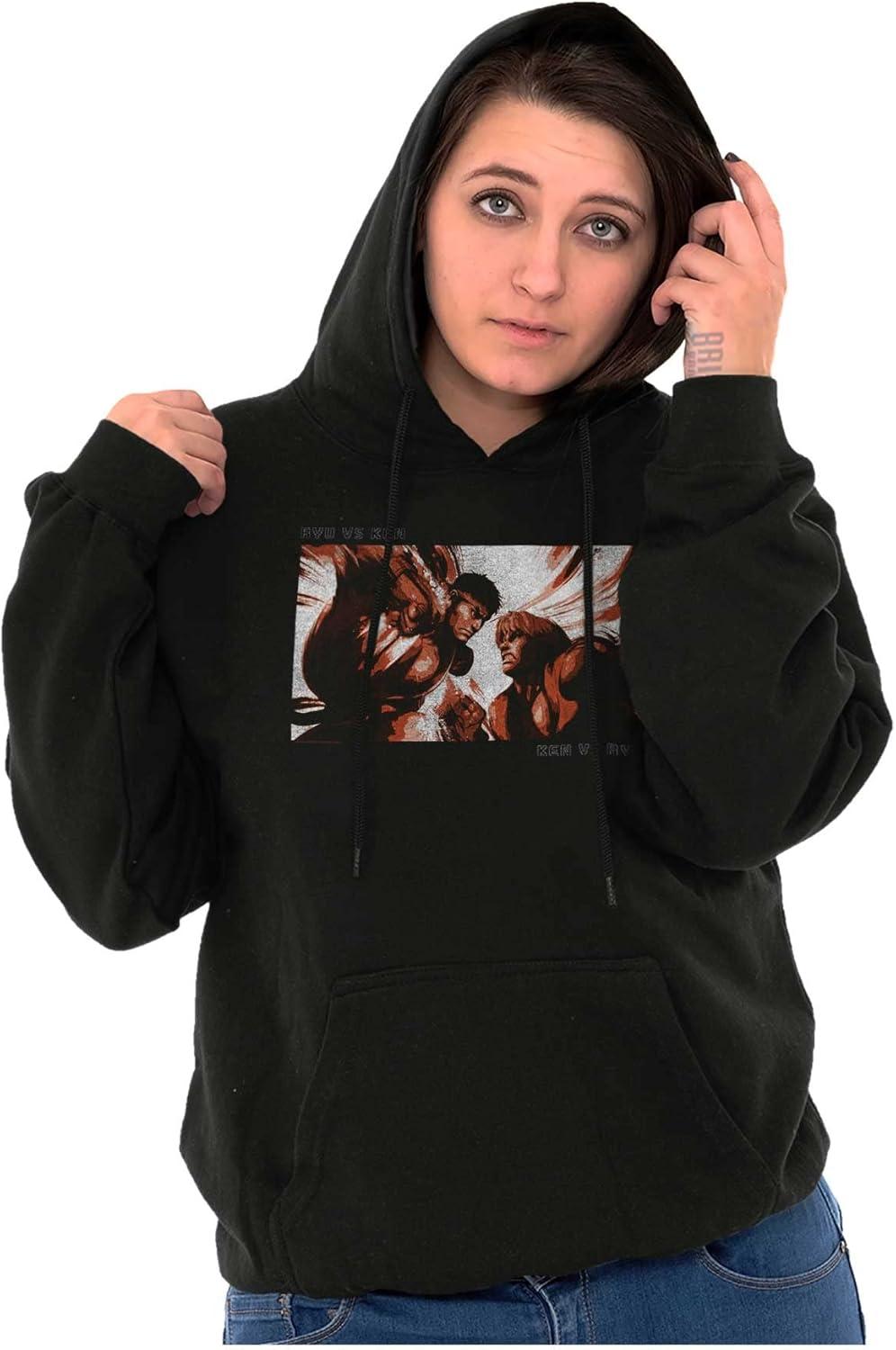 imageBrisco Brands Street Fighter Vintage Ryu Ken Gamer Hoodie Sweatshirt Women MenBlack