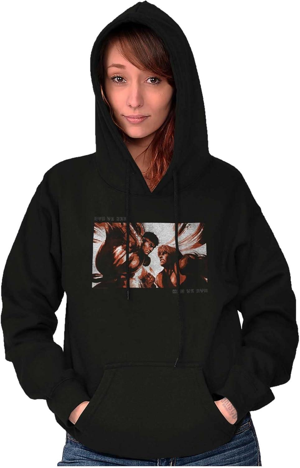 imageBrisco Brands Street Fighter Vintage Ryu Ken Gamer Hoodie Sweatshirt Women MenBlack