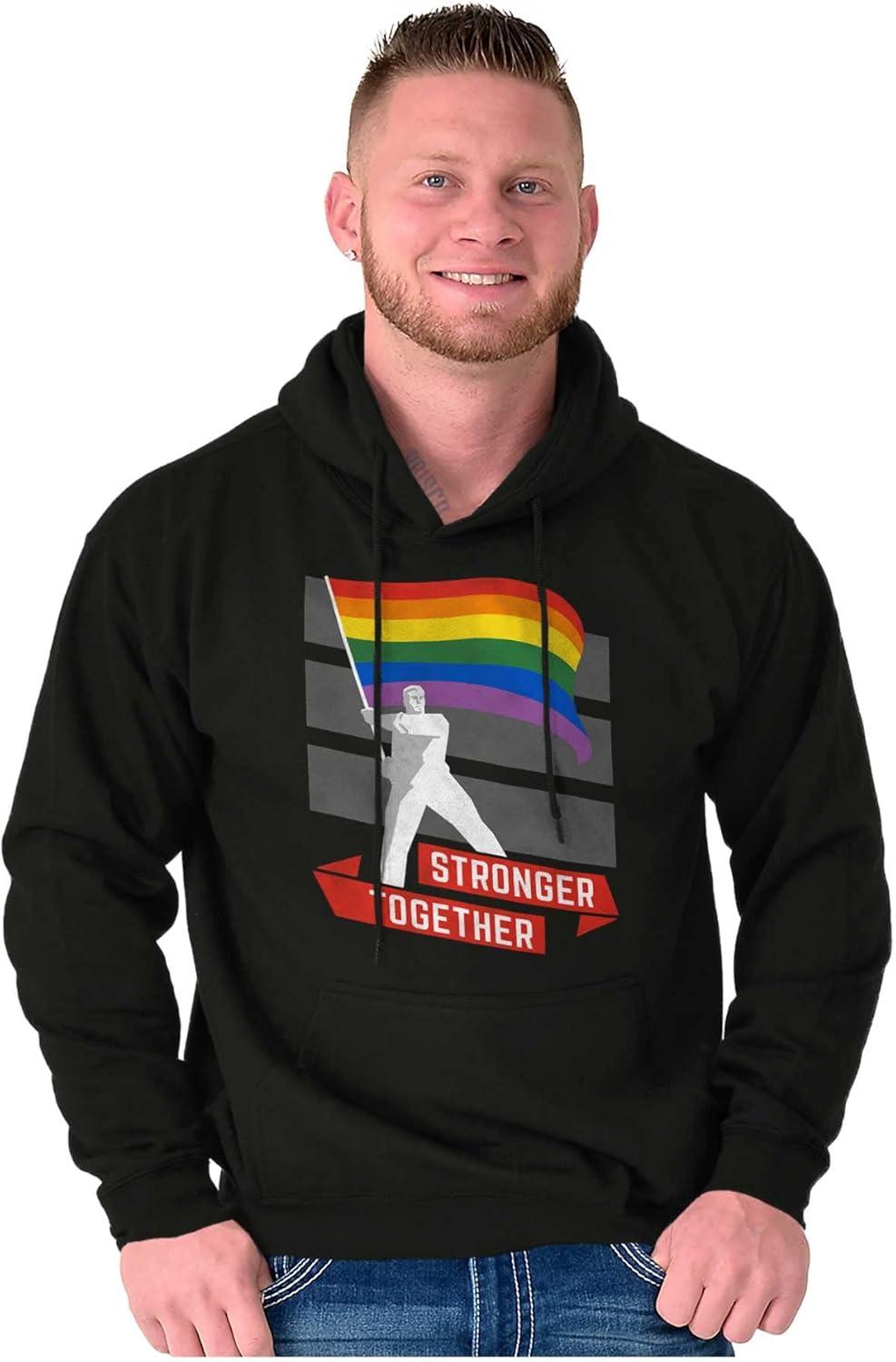 imageBrisco Brands Stronger Together Gay Pride Flag Hoodie Sweatshirt Women MenBlack