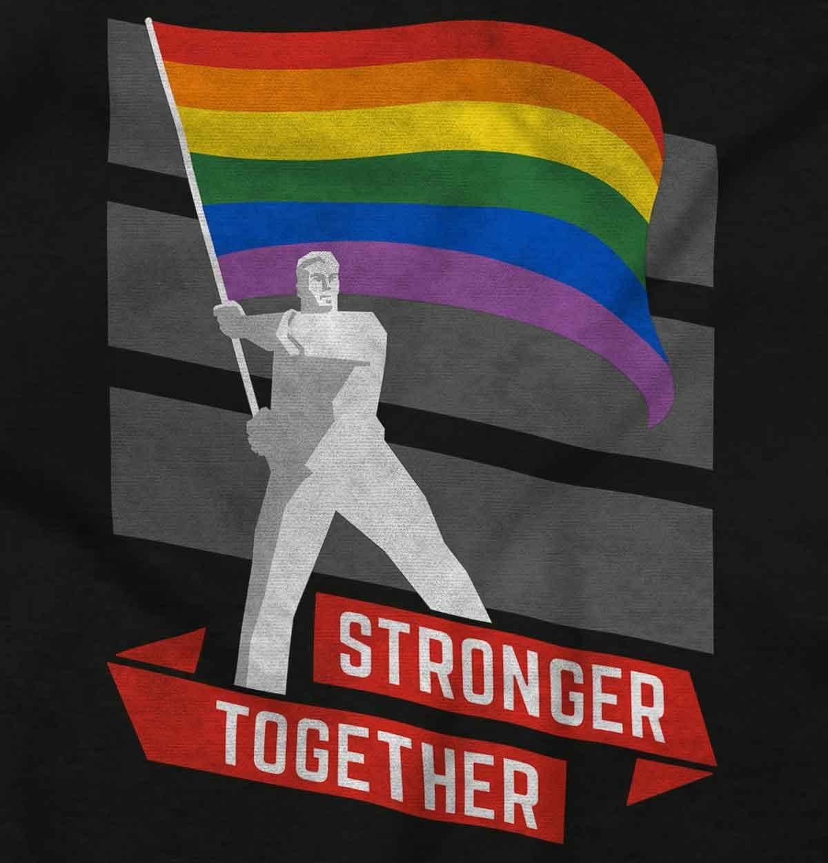 imageBrisco Brands Stronger Together Gay Pride Flag Hoodie Sweatshirt Women MenBlack