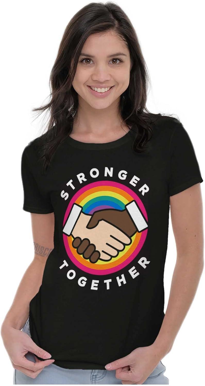 imageBrisco Brands Stronger Together Social Justice Womens Slim Fit Graphic TeeBlack