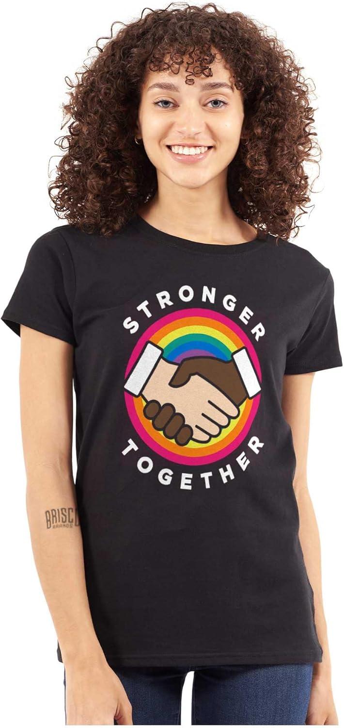 imageBrisco Brands Stronger Together Social Justice Womens Slim Fit Graphic TeeBlack