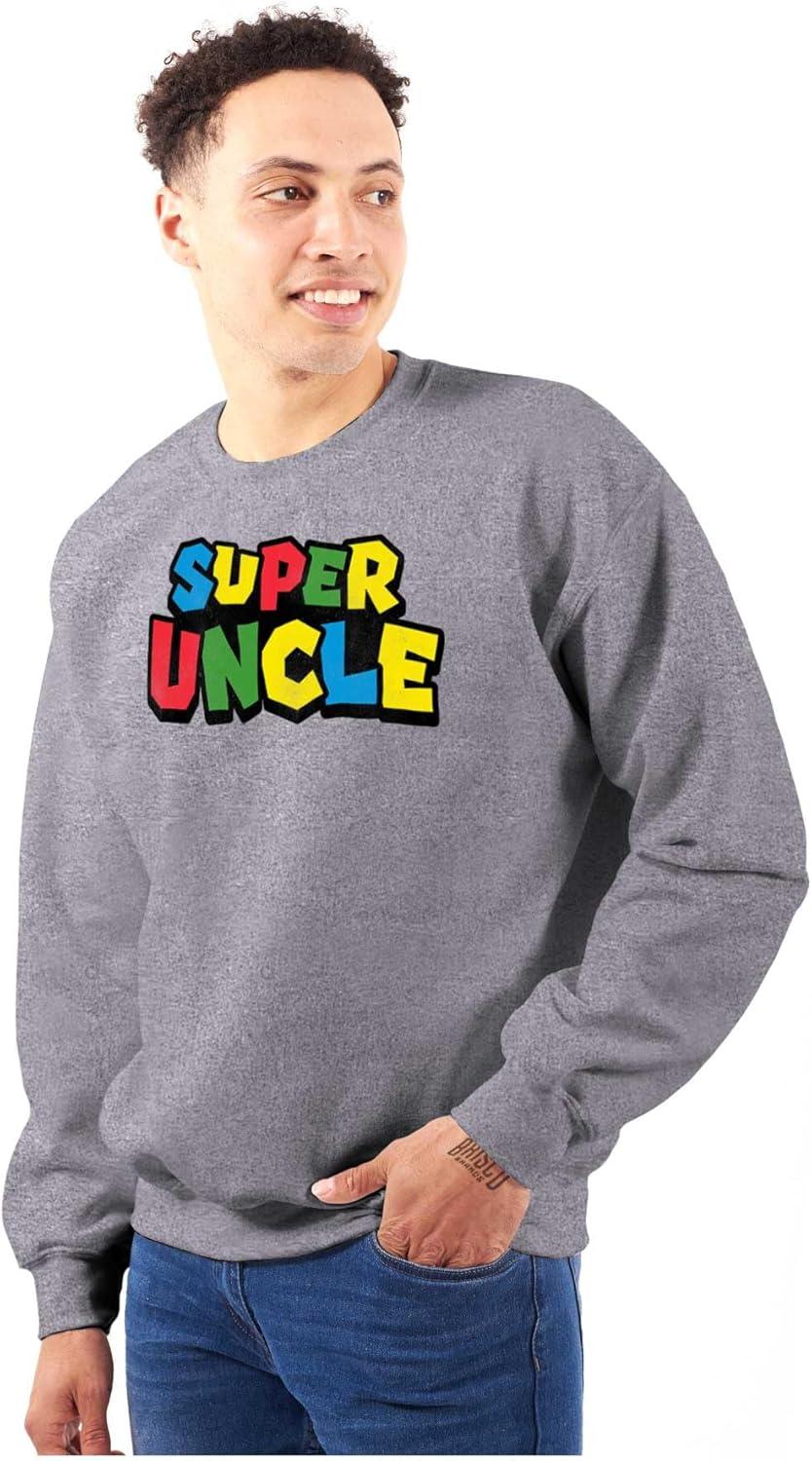 imageBrisco Brands Super Uncle Gamer Nerd Retro Geek Mens Crewneck SweatshirtSport Grey