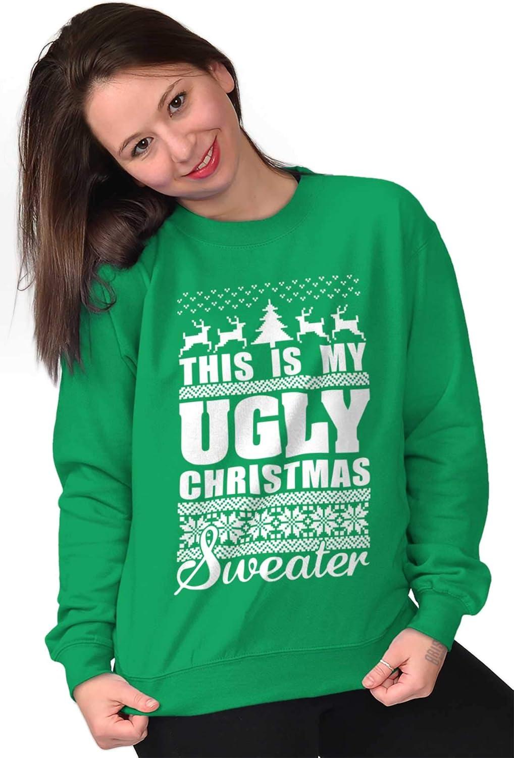 imageBrisco Brands This is My Ugly Christmas Sweater Sweatshirt for Men or WomenIrish Green