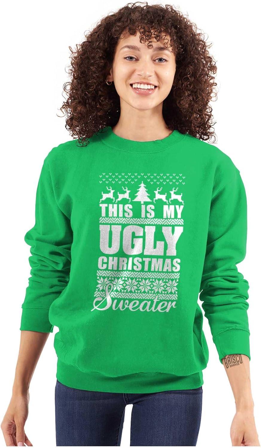 imageBrisco Brands This is My Ugly Christmas Sweater Sweatshirt for Men or WomenIrish Green