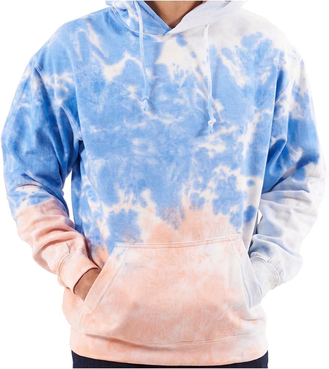 imageBrisco Brands Tie Dye Hoodie Colorful Cloud Fleece Drawstring Hooded Pullover SweatshirtBubblegum Sky