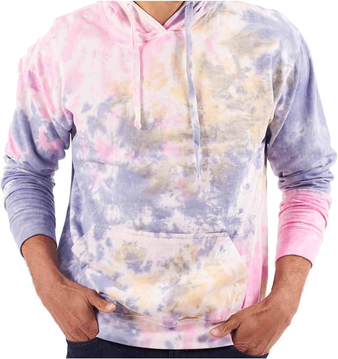 imageBrisco Brands Tie Dye Hoodie Colorful Cloud Fleece Drawstring Hooded Pullover SweatshirtCandy