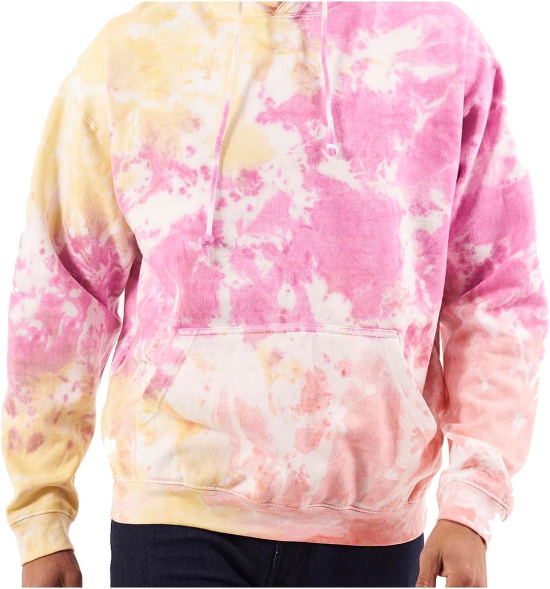 imageBrisco Brands Tie Dye Hoodie Colorful Cloud Fleece Drawstring Hooded Pullover SweatshirtLemon Raspberry
