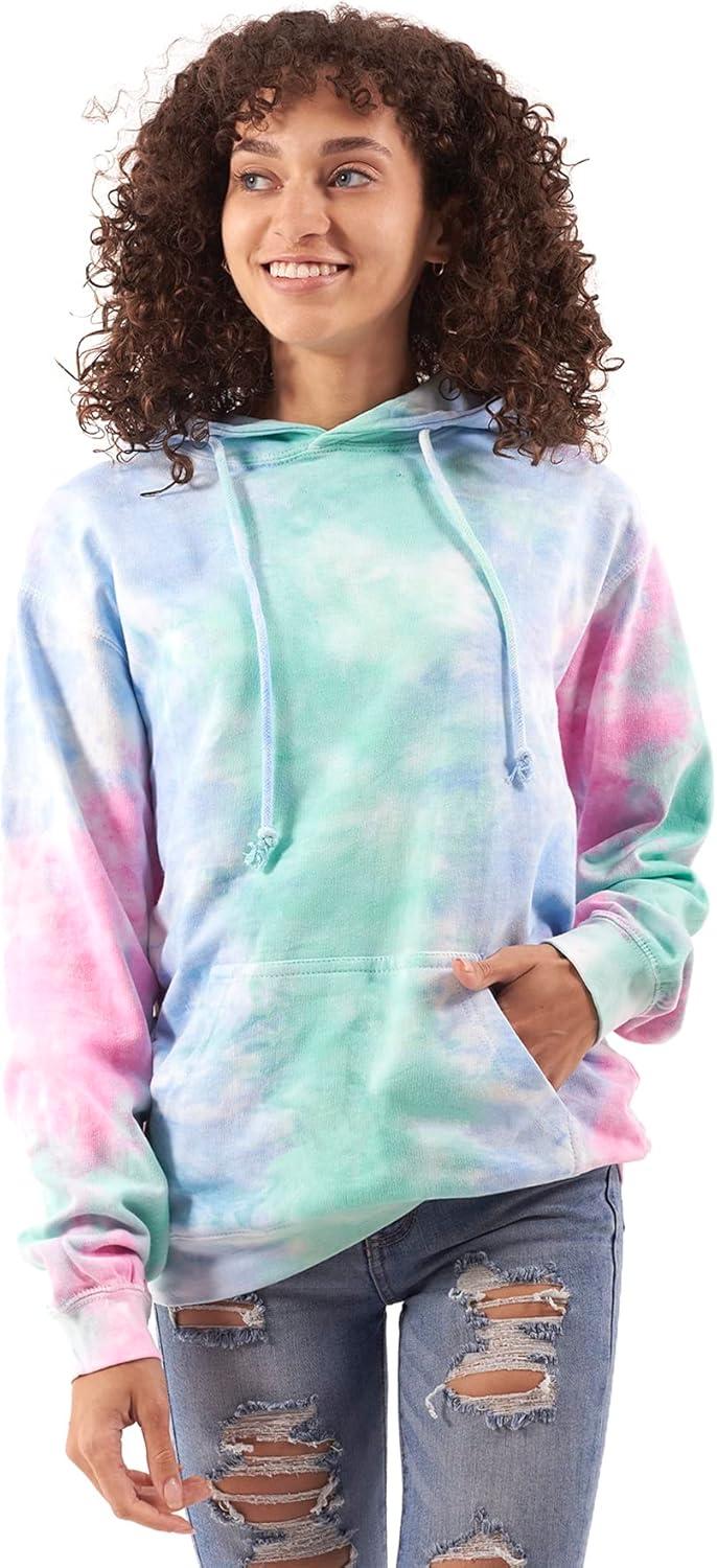 imageBrisco Brands Tie Dye Hoodie Colorful Cloud Fleece Drawstring Hooded Pullover SweatshirtMidsummer Magic