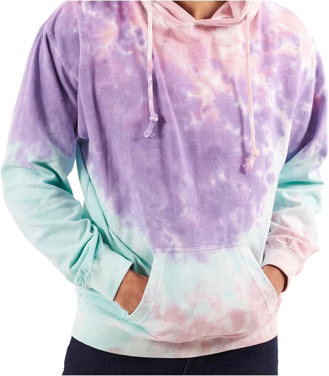 imageBrisco Brands Tie Dye Hoodie Colorful Cloud Fleece Drawstring Hooded Pullover SweatshirtSugar Rush