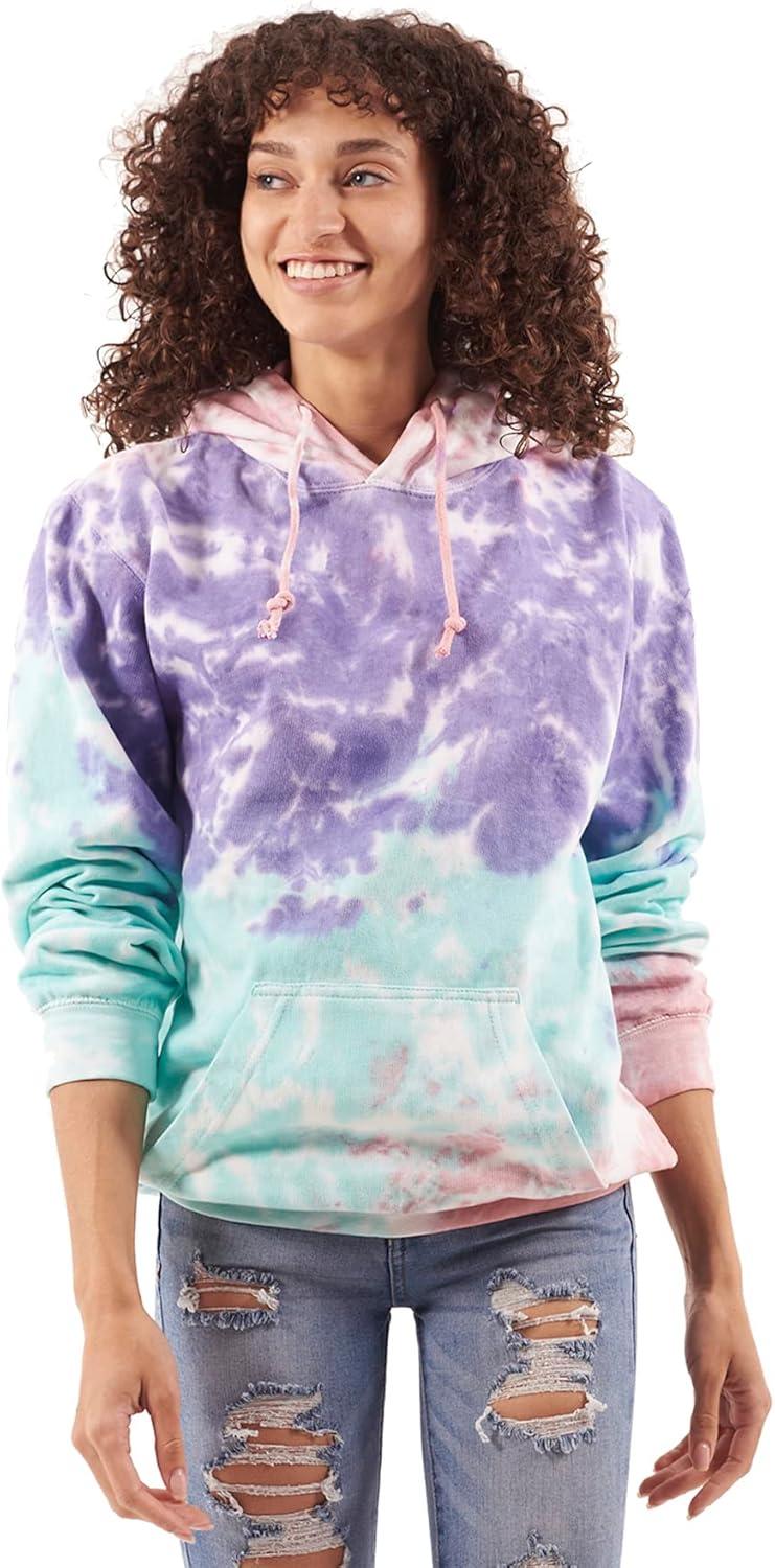 imageBrisco Brands Tie Dye Hoodie Colorful Cloud Fleece Drawstring Hooded Pullover SweatshirtSugar Rush