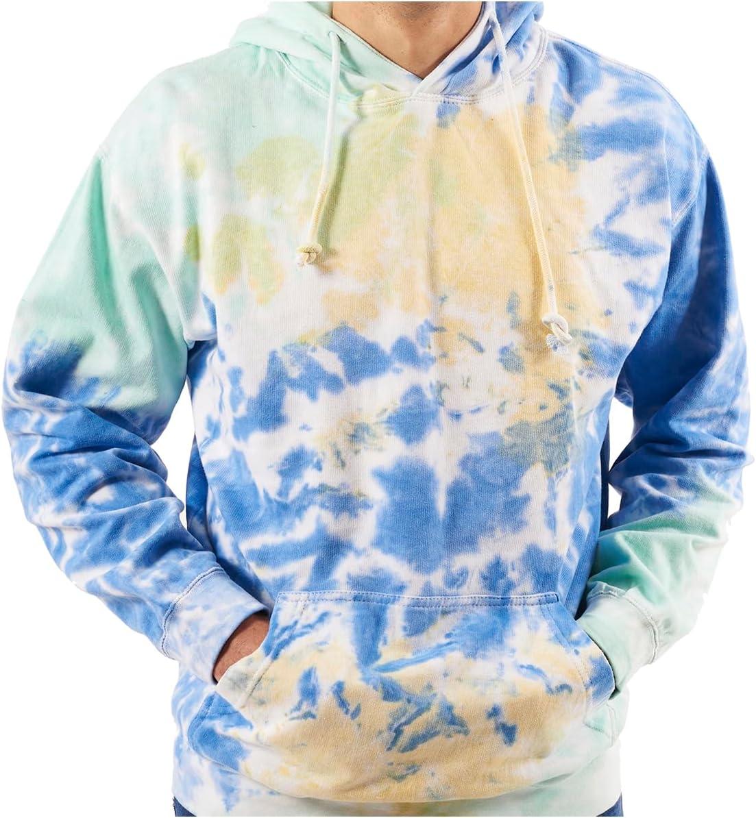imageBrisco Brands Tie Dye Hoodie Colorful Cloud Fleece Drawstring Hooded Pullover SweatshirtSunshower